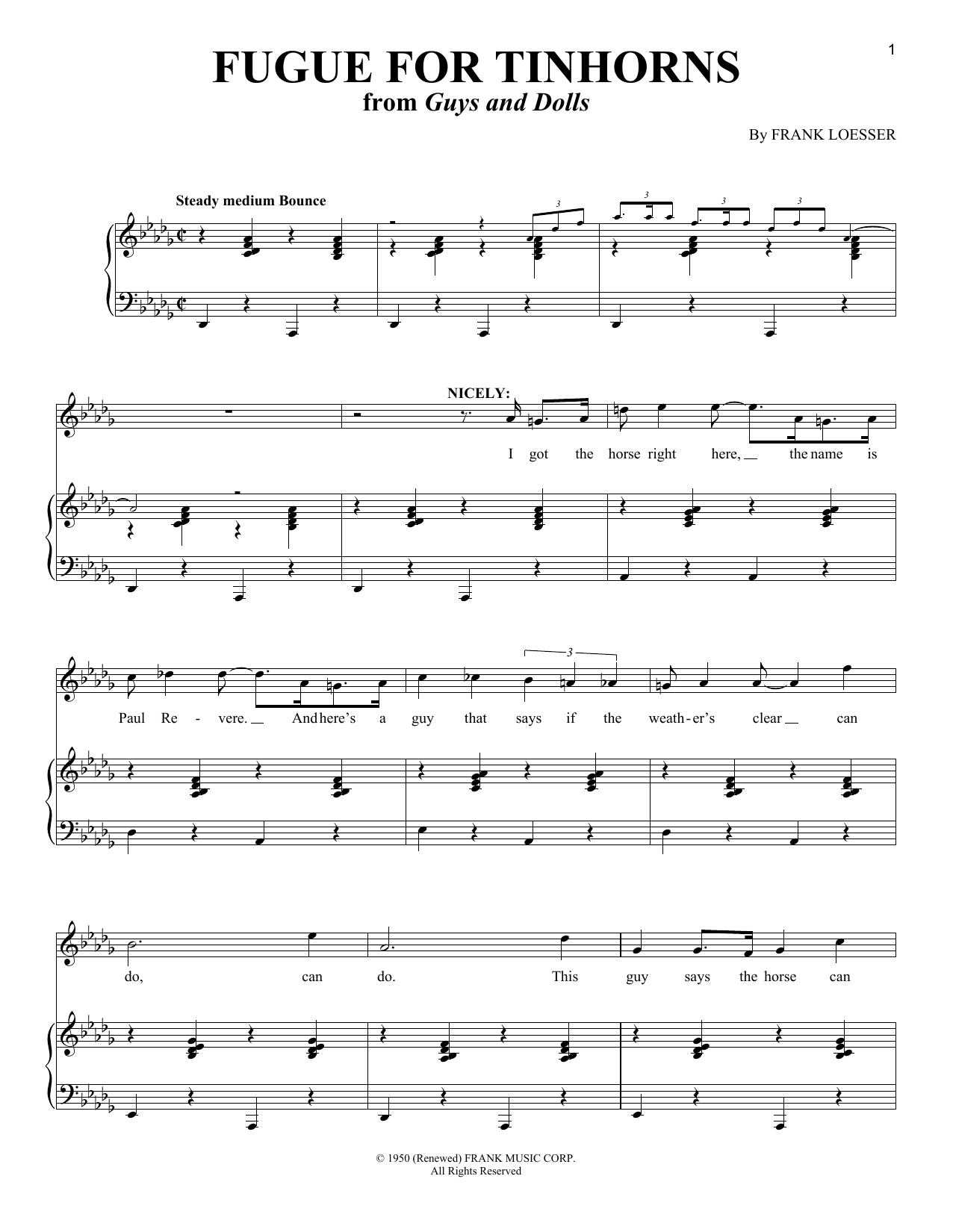 Produktgalerie: Seite 1 von 1 Fugue For Tinhorns, Frank Loesser, Gesang, Klavier
