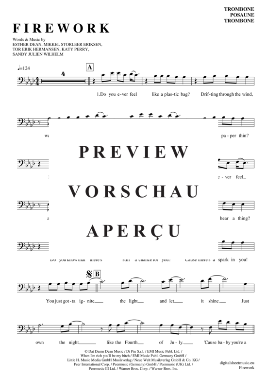 Product gallery: Page 2 of 4 Firework , Perry, Katy, (Posaune / Bariton)