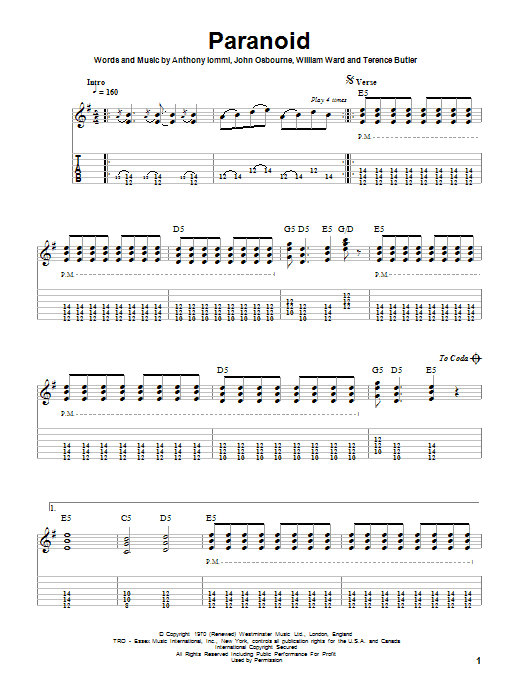 Produktgalerie: Seite 1 von 1 Paranoid, Black Sabbath, Gitarre