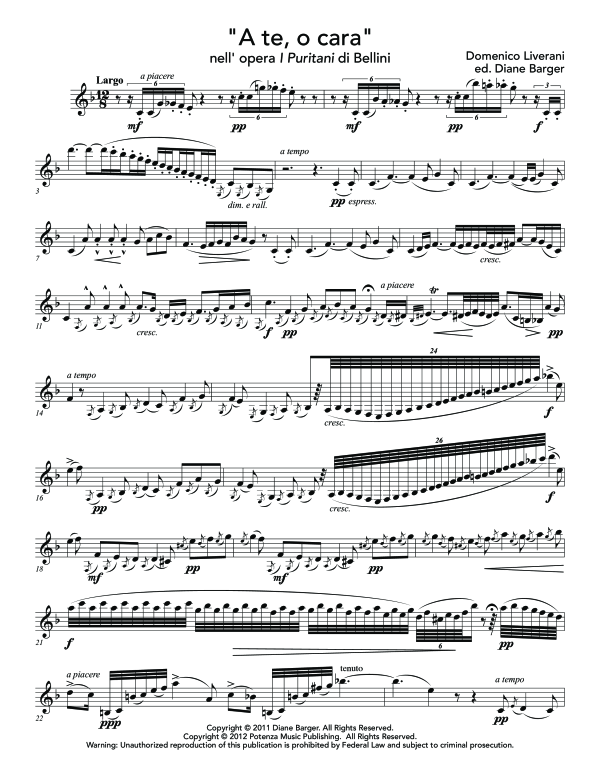 Product gallery: Page 1 of 9 A te, o cara nell´opera I Puritani di Bellini, , (Klarinette Solo)