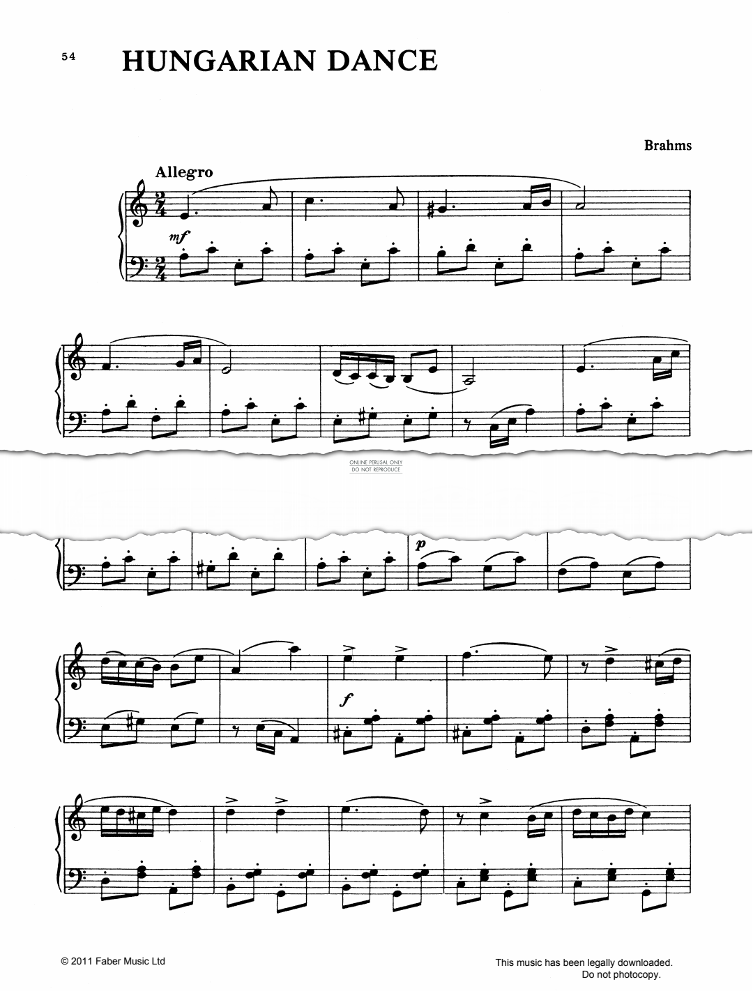 Product gallery: Page 1 of 1 Hungarian Dance, Johannes Brahms