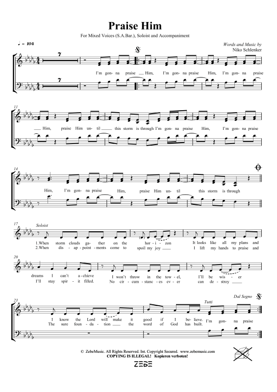 gallery: Praise Him, , Gemischter Chor SAM/Solo opt. und Klavier