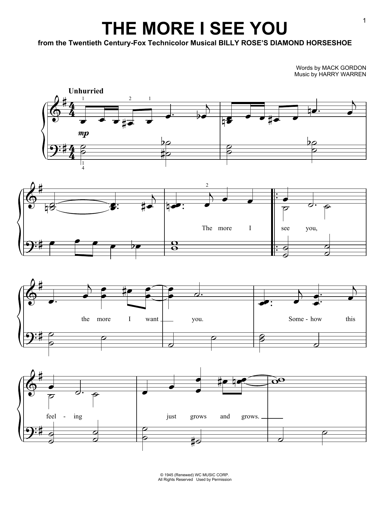 Produktgalerie: Seite 1 von 1 The More I See You, Harry Warren, Klavier