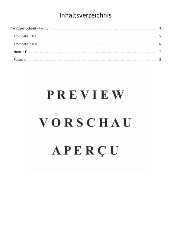 gallery: Die Vogelhochzeit, , (Blechbläser Quartett 2x Trompete in B, Horn in F + Posaune)