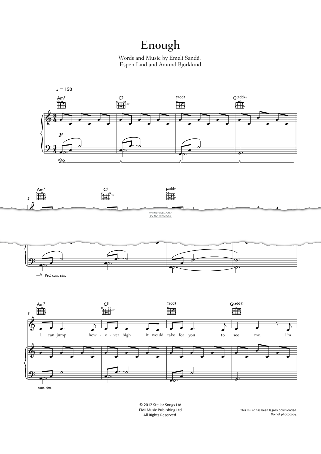 Produktgalerie: Seite 1 von 1 Enough, Emeli Sandé, Gesang, Gitarre, Klavier