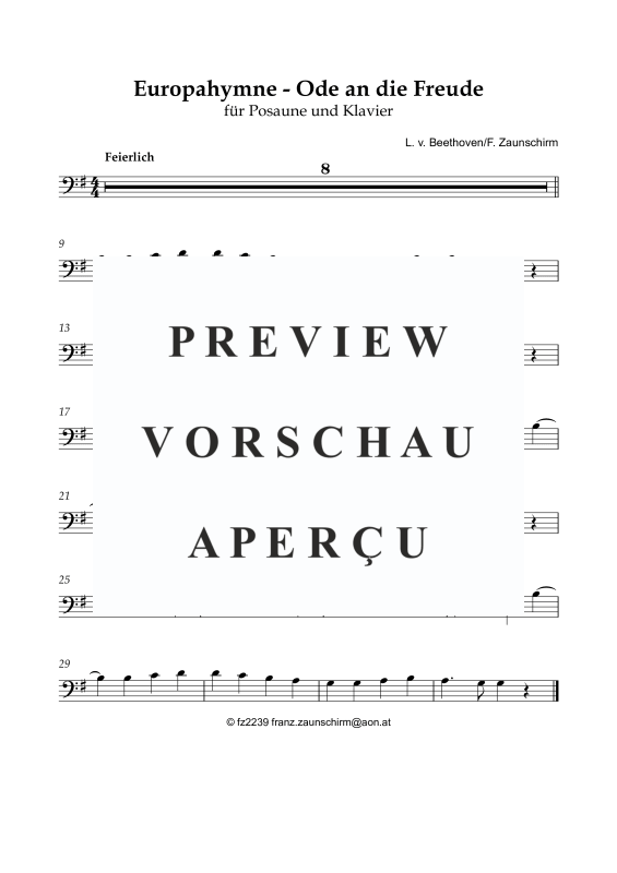 Produktgalerie: Seite 5 von 8 Europahymne - Ode an die Freude, , Posaune und Klavier