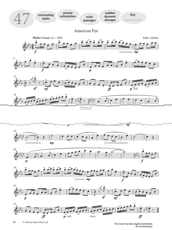 Product gallery: Page 1 of 1 Study No.47 'American Pye' (from 'More Graded Studies For Saxophone Book One'), Sally Adams