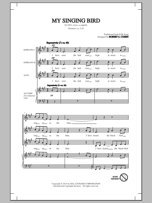 Produktgalerie: Seite 1 von 1 My Singing Bird, Robert S. Cohen, Chor