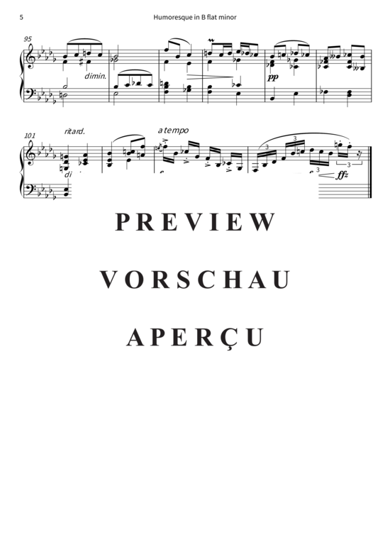Produktgalerie: Seite 8 von 8 Humoresque in B flat minor - Op. 101 No. 8, Poco andante , , Klavier Solo
