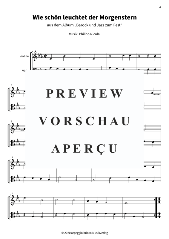 Produktgalerie: Seite 6 von 9 Wie schön leuchtet der Morgenstern - aus dem Album Barock und Jazz zum Fest, , Streicher Duett für Violine und Viola