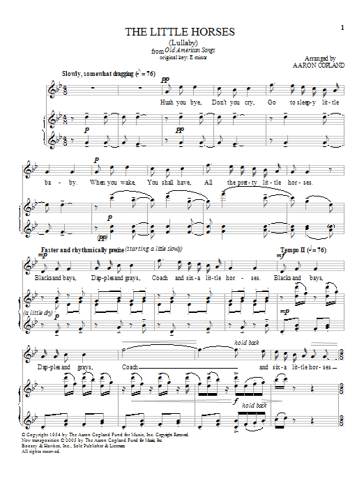 The Little Horses sheet music by Aaron Copland smd93304