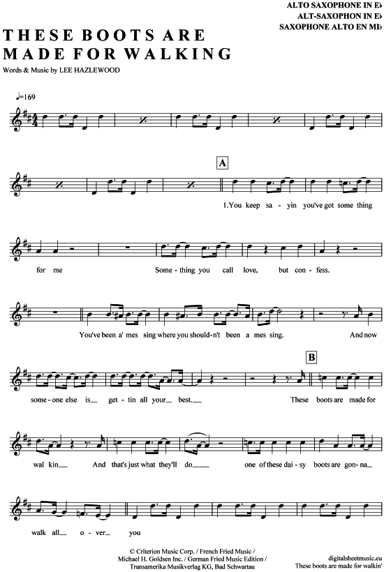 Product gallery: Page 1 of 4 These boots are made for walking , Sinatra, Nancy, Alto Saxophone