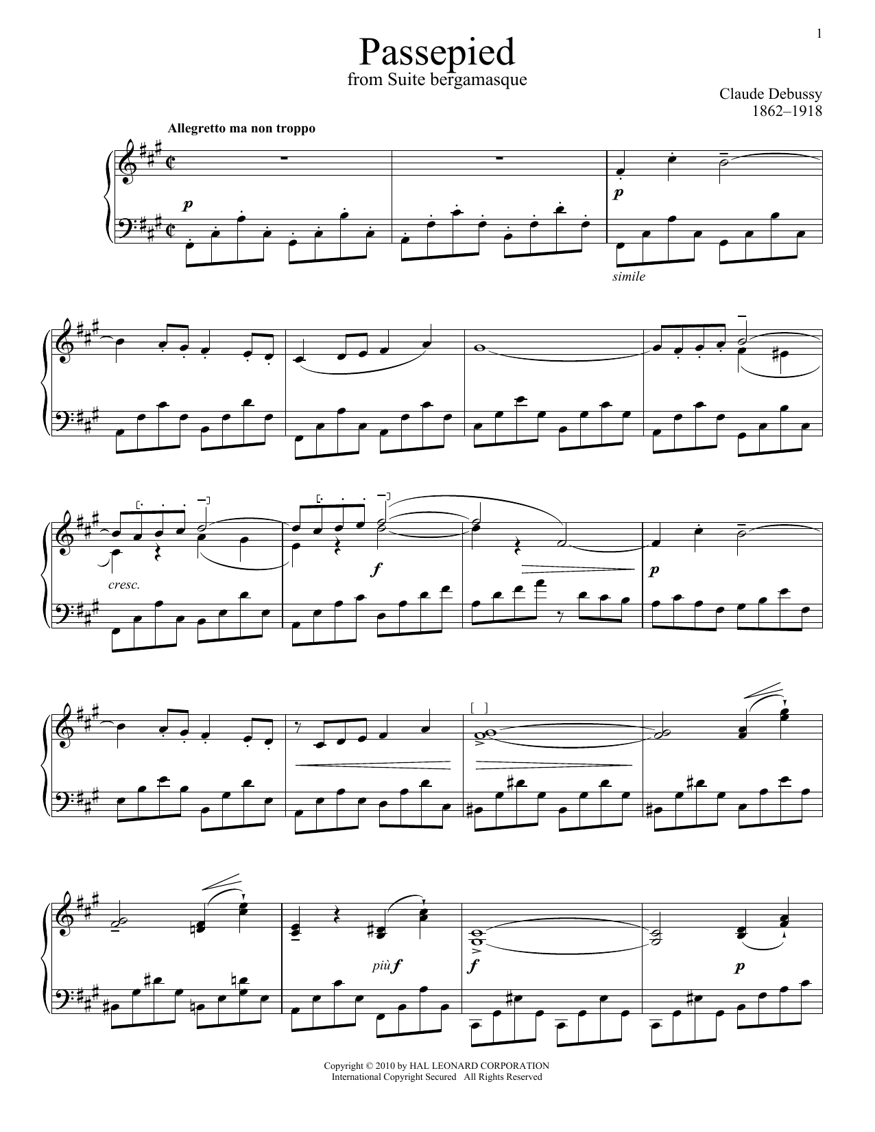 Product gallery: Page 1 of 1 Passepied (Bergamasque), Claude Debussy