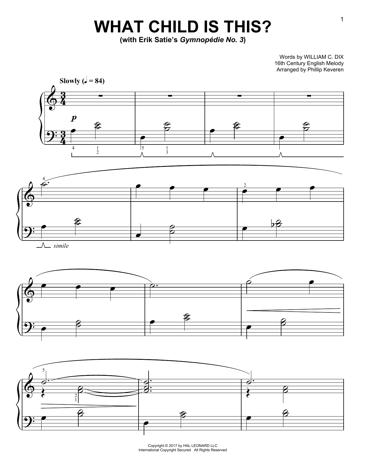 Product gallery: Page 1 of 1 What Child Is This? [Classical version] (arr. Phillip Keveren), 16th Century English Melody