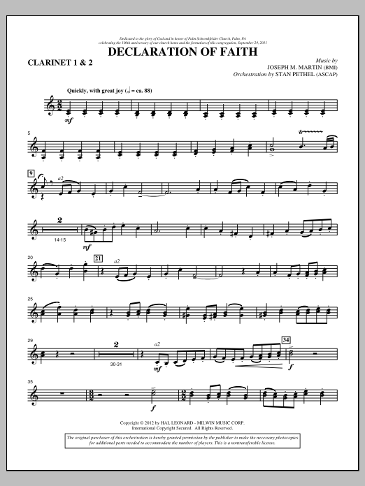 Product picture to: Declaration Of Faith - Bb Clarinet 1,2