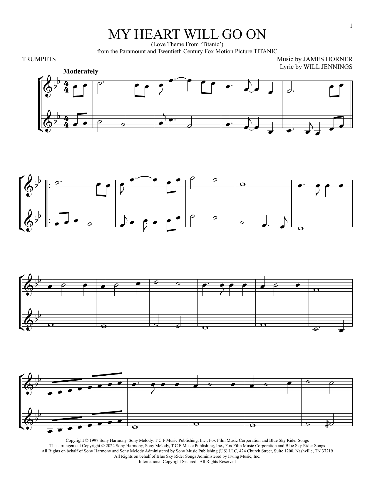 Produktgalerie: Seite 1 von 1 My Heart Will Go On (Love Theme From 'Titanic'), Celine Dion, Trompete