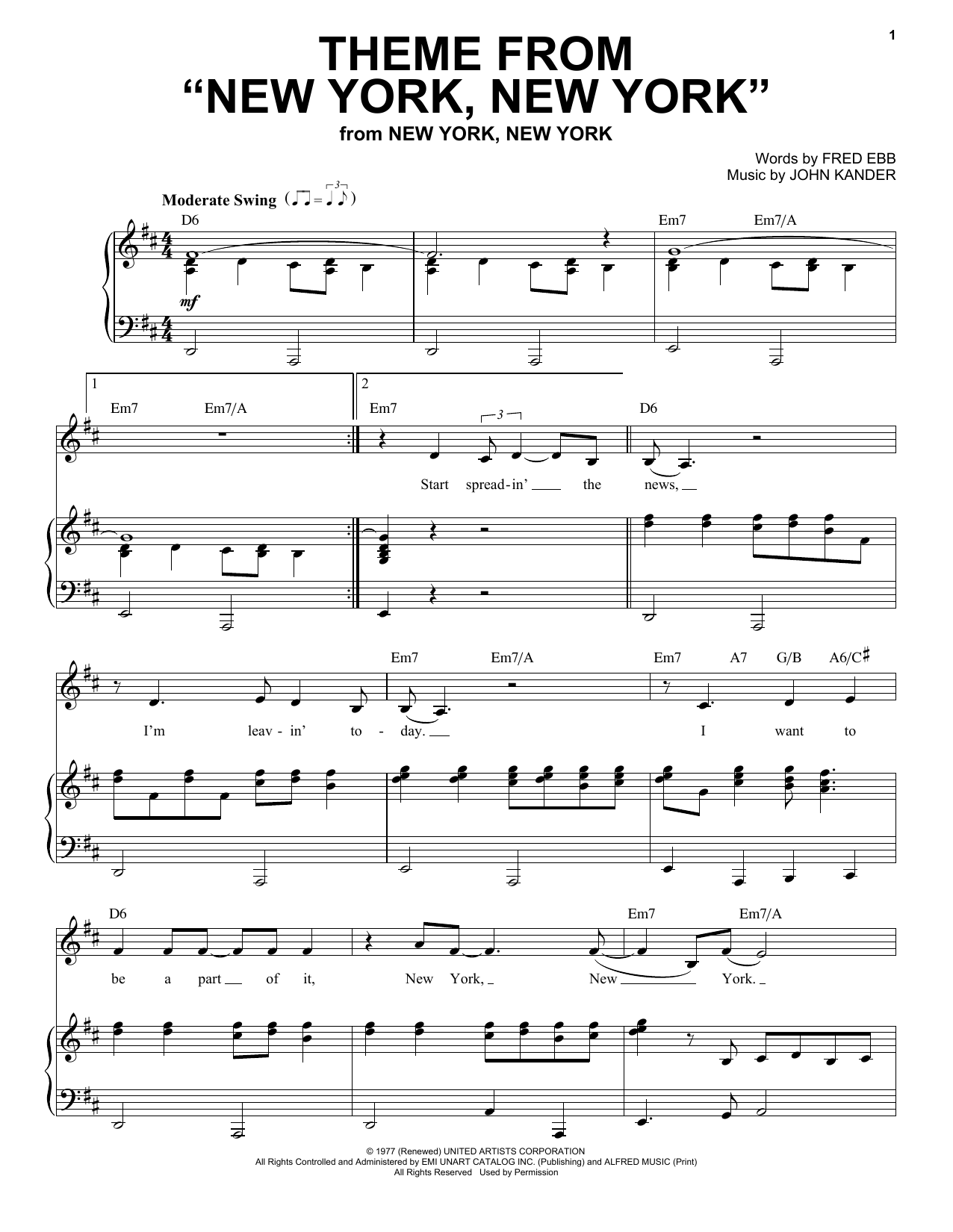 Produktbild zu: Theme From "New York, New York"