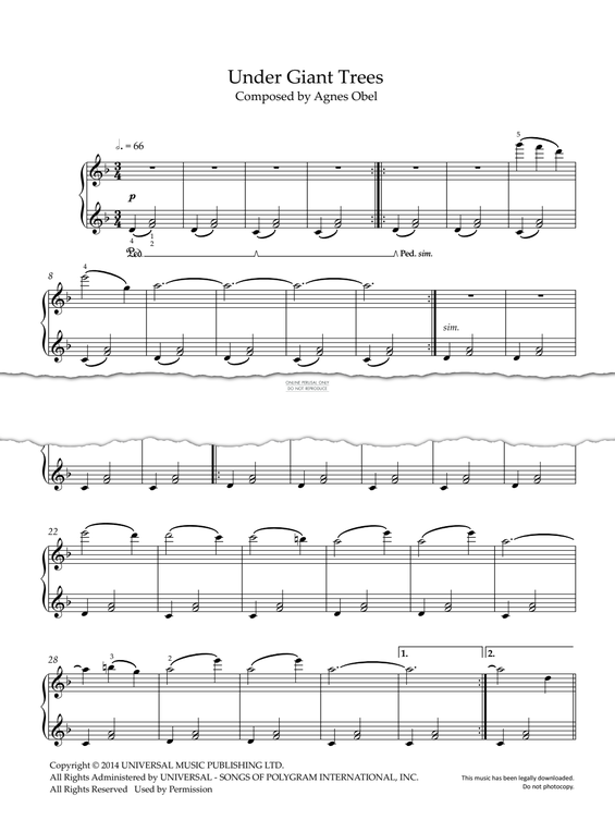 Produktgalerie: Seite 1 von 1 Under Giant Trees, Agnes Obel, Klavier
