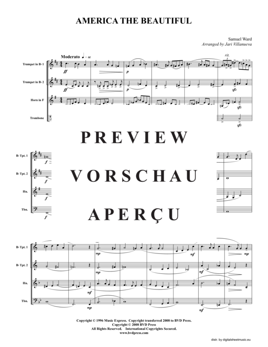 Produktgalerie: Seite 2 von 8 America the Beautiful, , (2xTrompete in B, Horn in F, Posaune)
