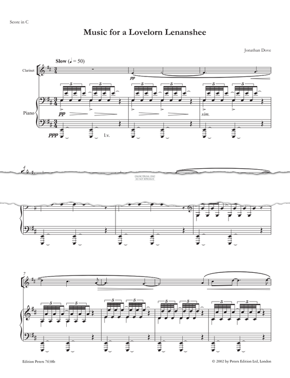 Product picture to: Music for a Lovelorn Lenanshee (Clarinet Version; Score & Parts)