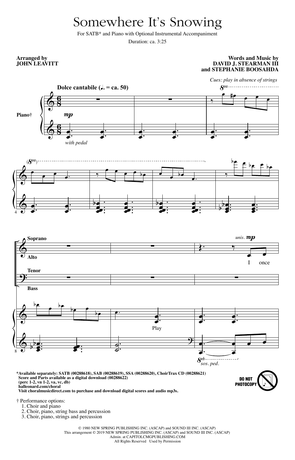 Product picture to: Somewhere It's Snowing (arr. John Leavitt)