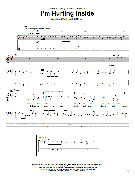 Produktgalerie: Seite 1 von 1 I'm Hurting Inside, Bob Marley, E-Bass