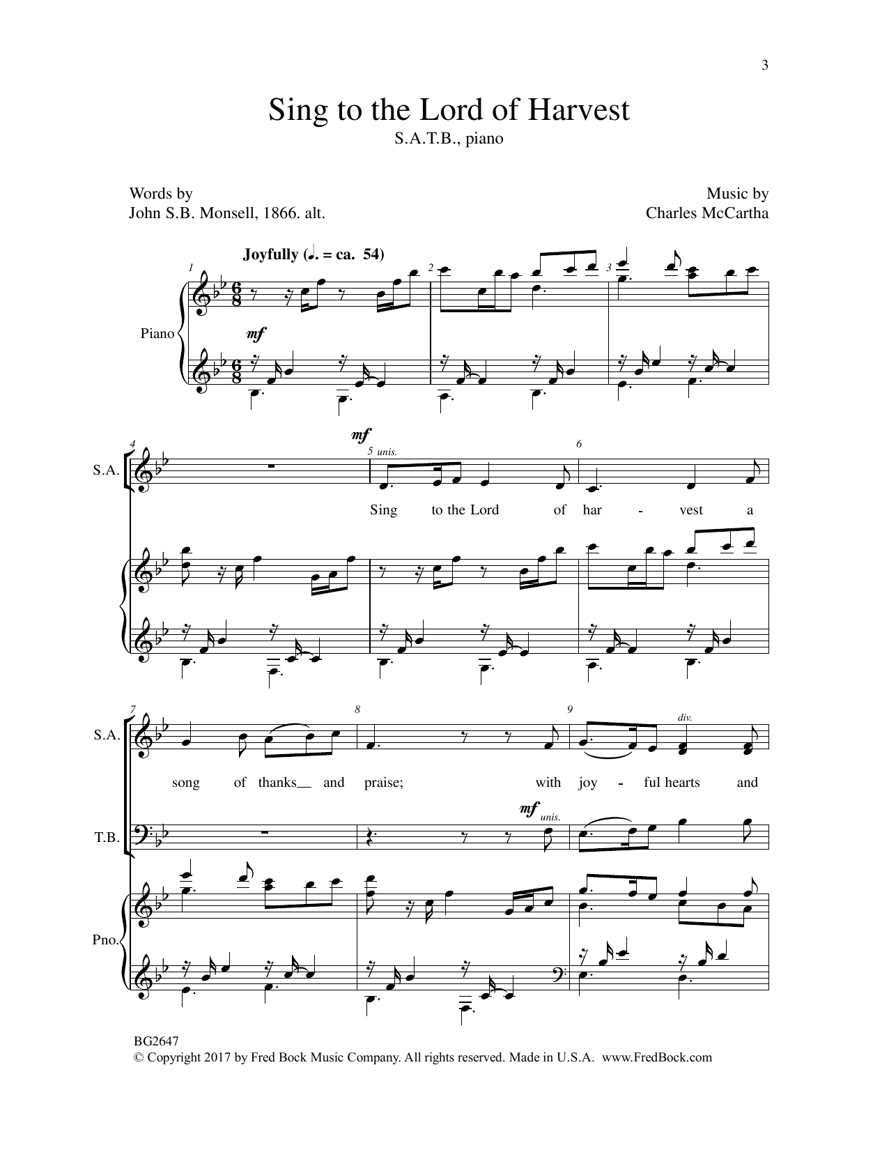 Product gallery: Page 1 of 1 Sing to the Lord of Harvest, Charles McCartha