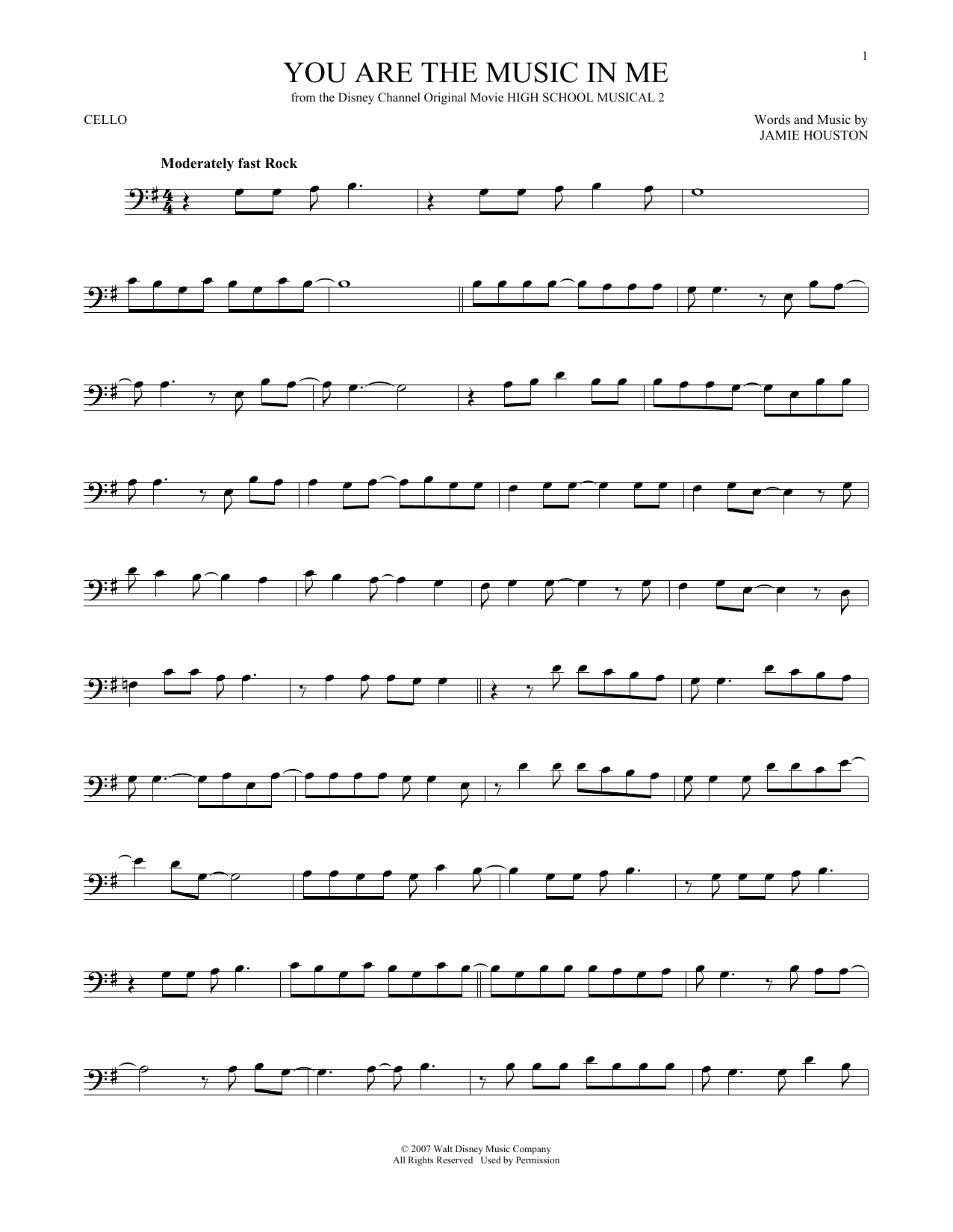 Produktgalerie: Seite 1 von 1 You Are The Music In Me (from High School Musical 2), Zac Efron & Vanessa Hudgens, Violoncello