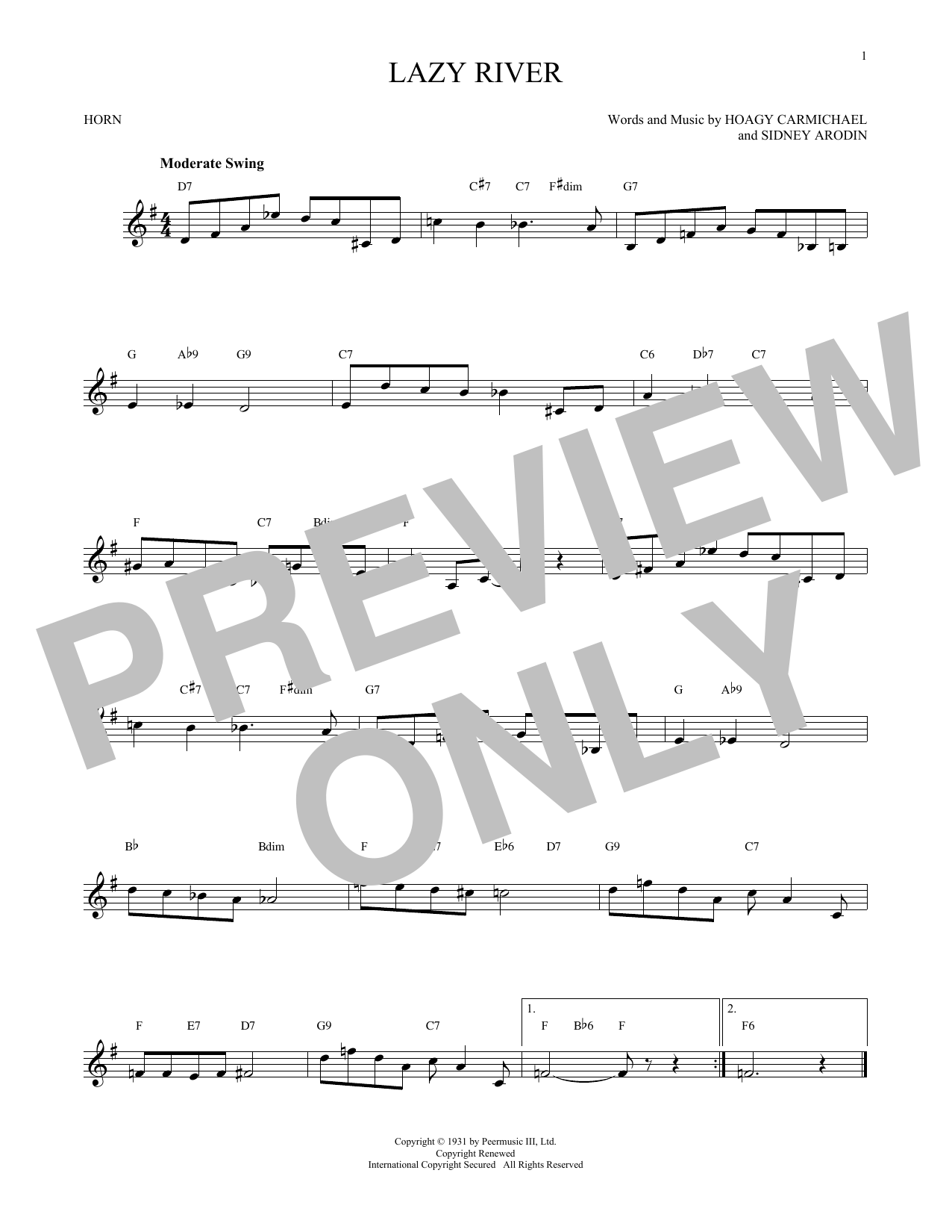 Produktgalerie: Seite 1 von 1 Lazy River, Hoagy Carmichael, Horn