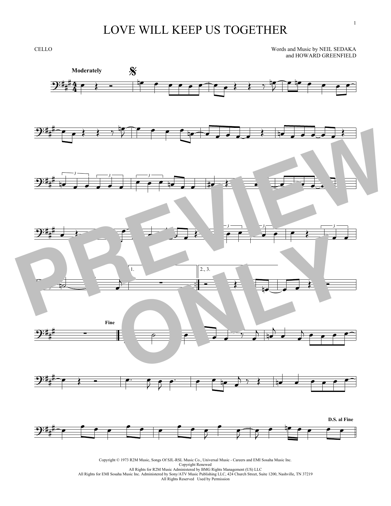 Produktgalerie: Seite 1 von 1 Love Will Keep Us Together, Captain & Tennille, Violoncello