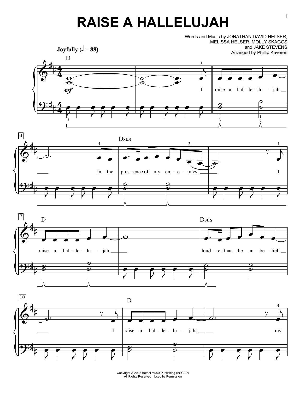 Produktgalerie: Seite 1 von 1 Raise A Hallelujah (arr. Phillip Keveren), Bethel Music, Jonathan David Helser & Melissa Helser, Klavier
