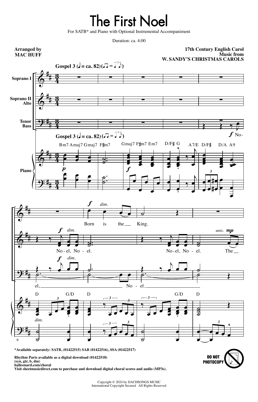 Produktbild zu:  The First Noel (arr. Mac Huff) - 17th Century English Carol