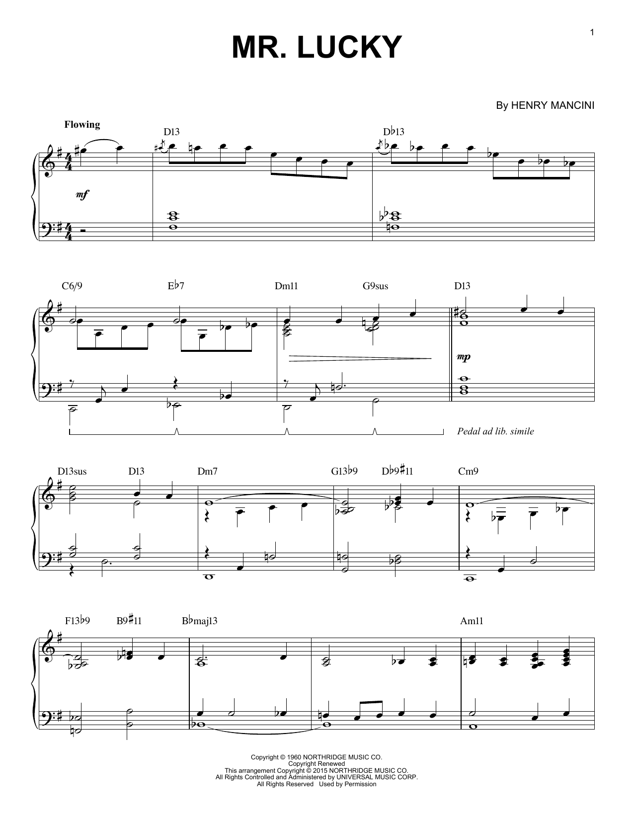 Product picture to: Mr. Lucky [Jazz version] (arr. Brent Edstrom)
