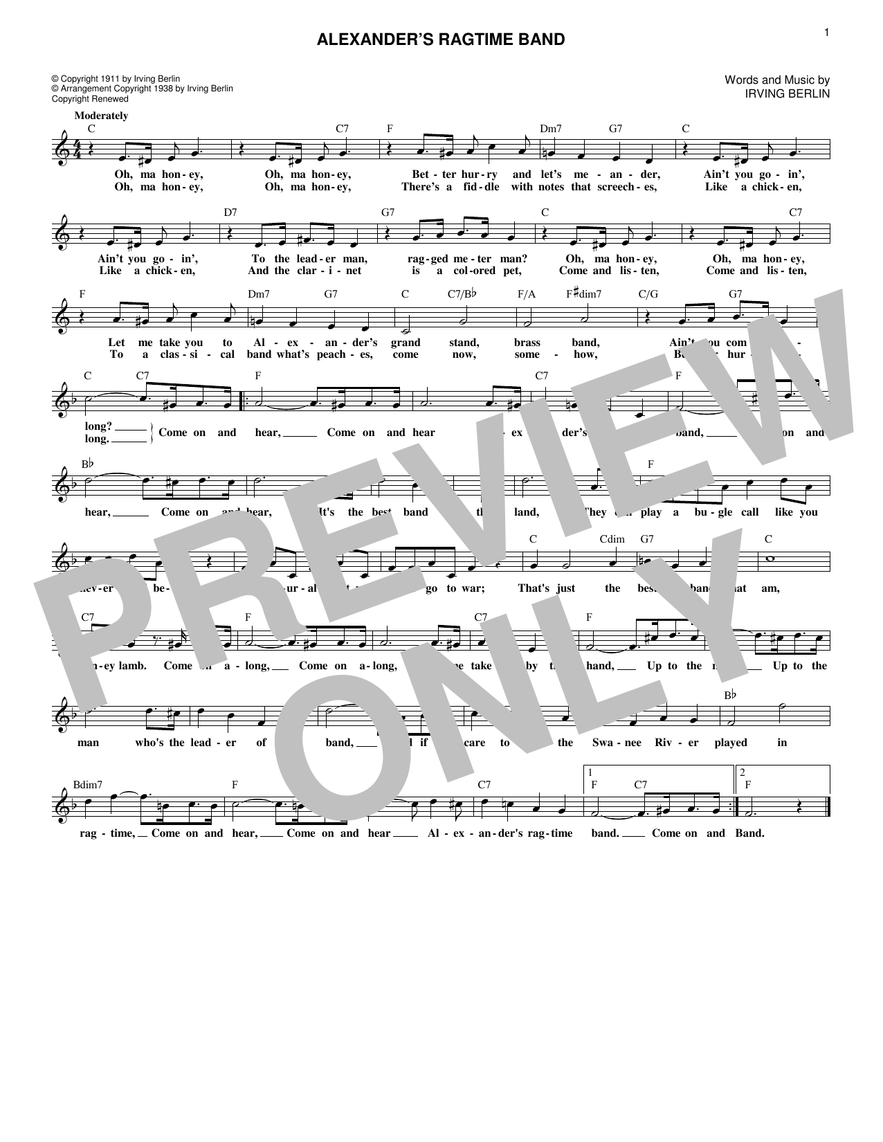 Product gallery: Page 1 of 1 Alexander's Ragtime Band, Irving Berlin