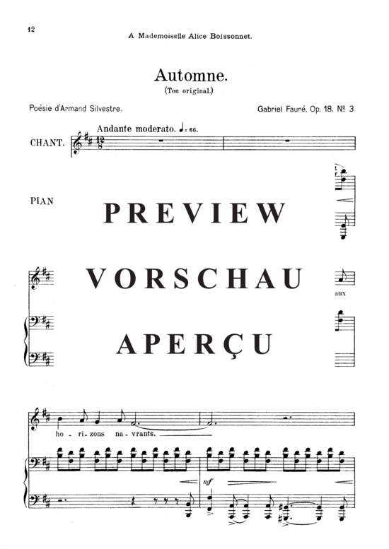Product gallery: Page 2 of 5 Automne Op.18 No.3, , Medium Voice and Piano