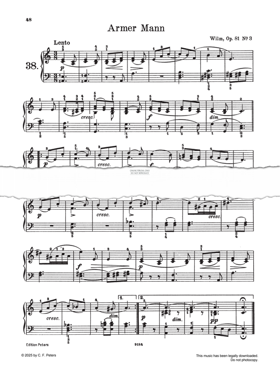 Produktgalerie: Seite 1 von 1 Armer Mann, Op. 81, Nr. 3, Nicolai von Wilm, Klavier