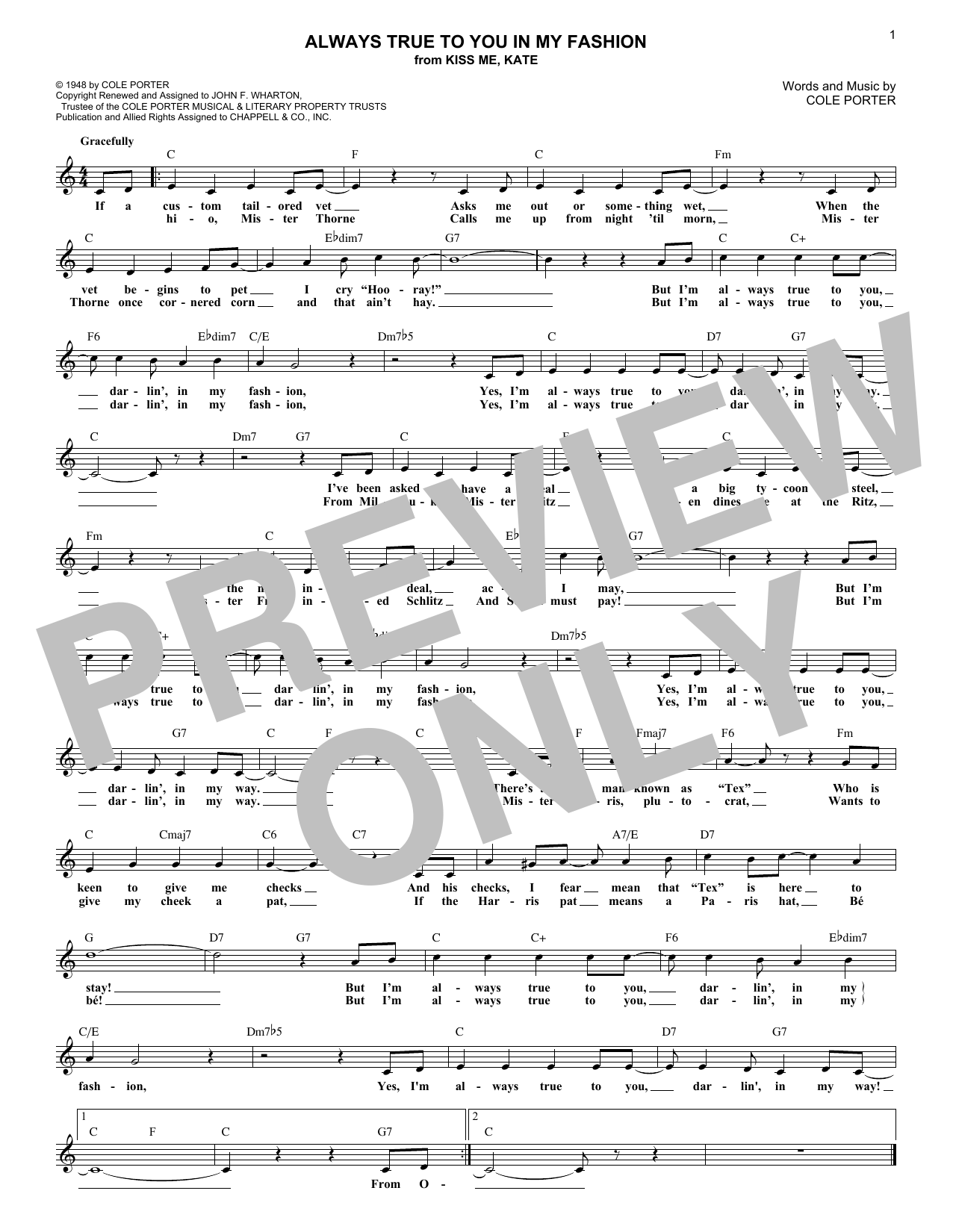 Product gallery: Page 1 of 1 Always True To You In My Fashion (from Kiss Me, Kate), Cole Porter