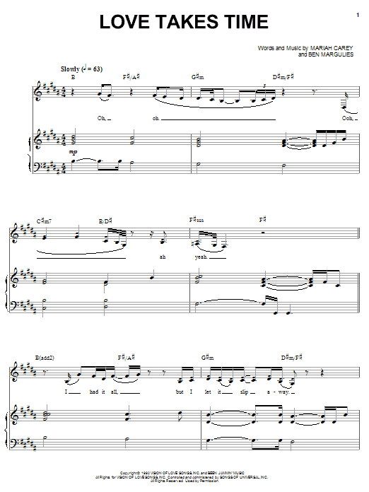 Produktgalerie: Seite 1 von 1 Love Takes Time, Mariah Carey, Gesang, Gitarre, Klavier