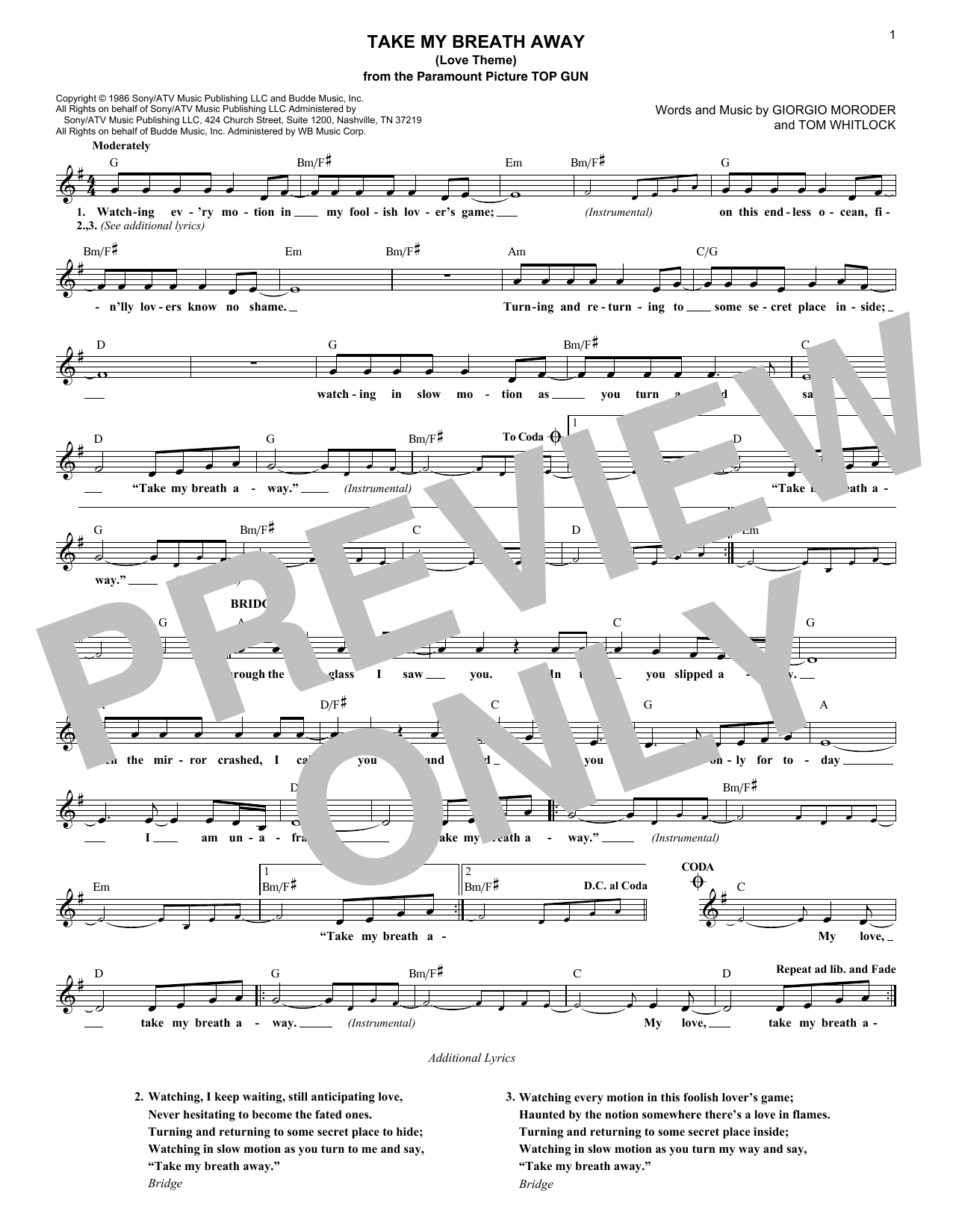Product picture to: Take My Breath Away (Love Theme)