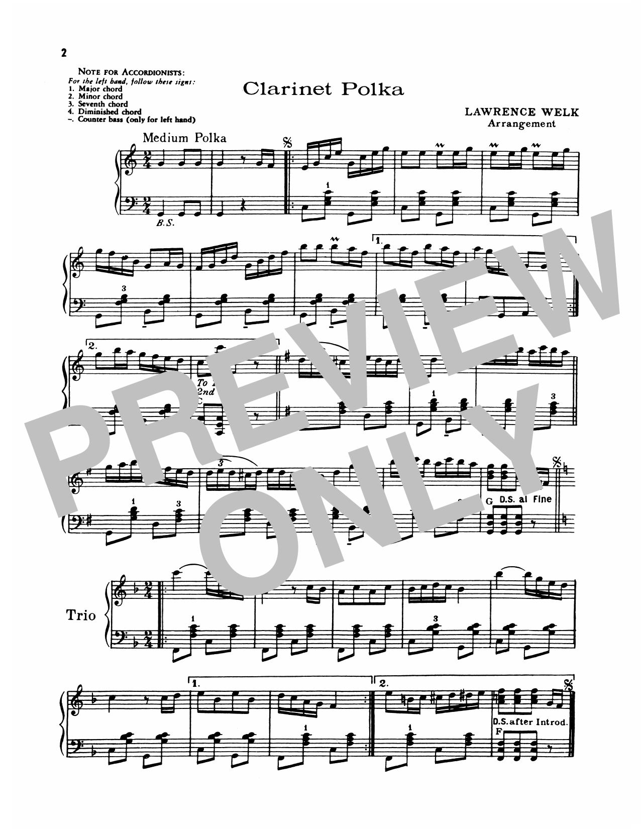 Produktgalerie: Seite 1 von 1 Clarinet Polka, Lawrence Welk, Klavier