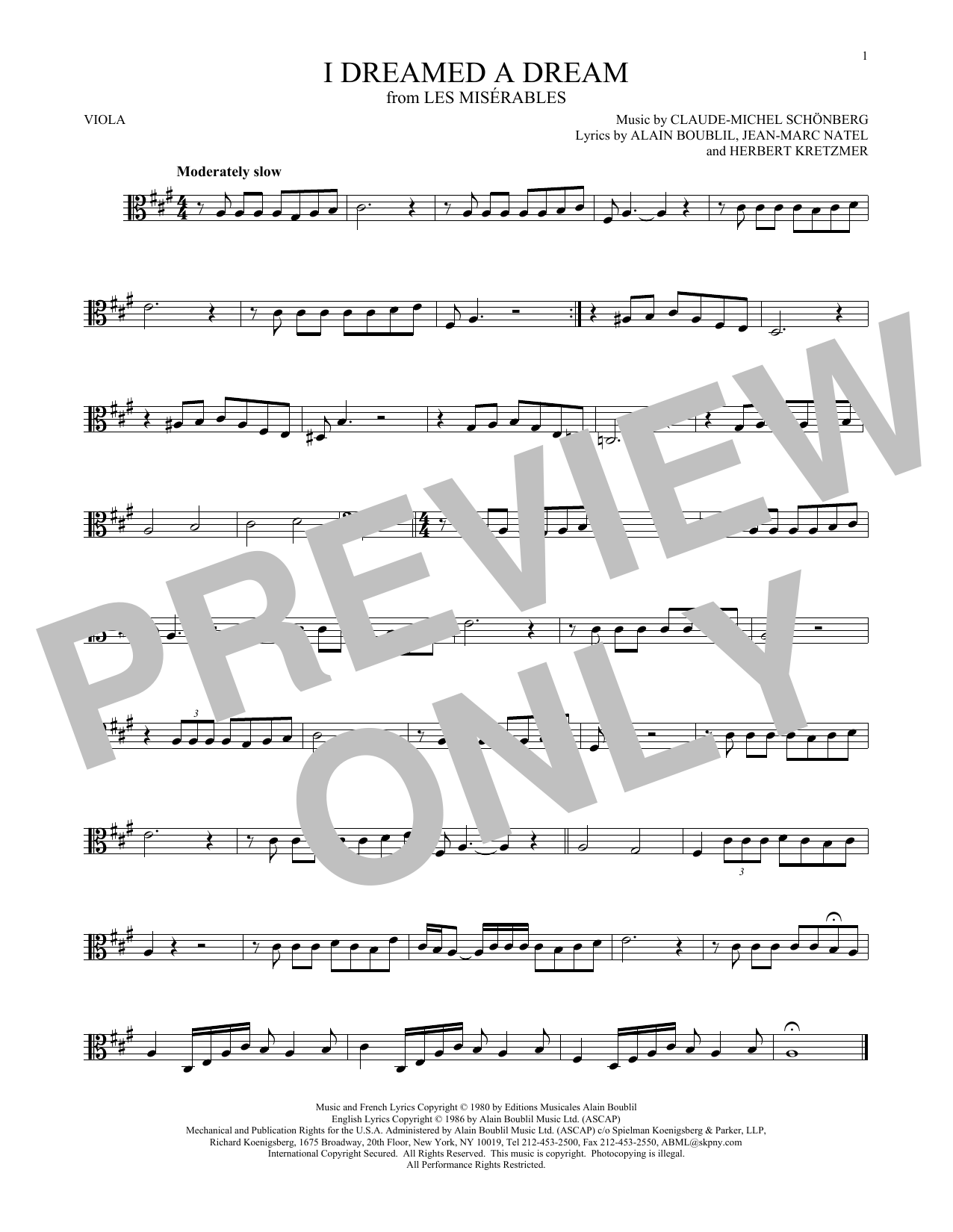 Product gallery: Page 1 of 1 I Dreamed A Dream, Claude-Michel Schonberg