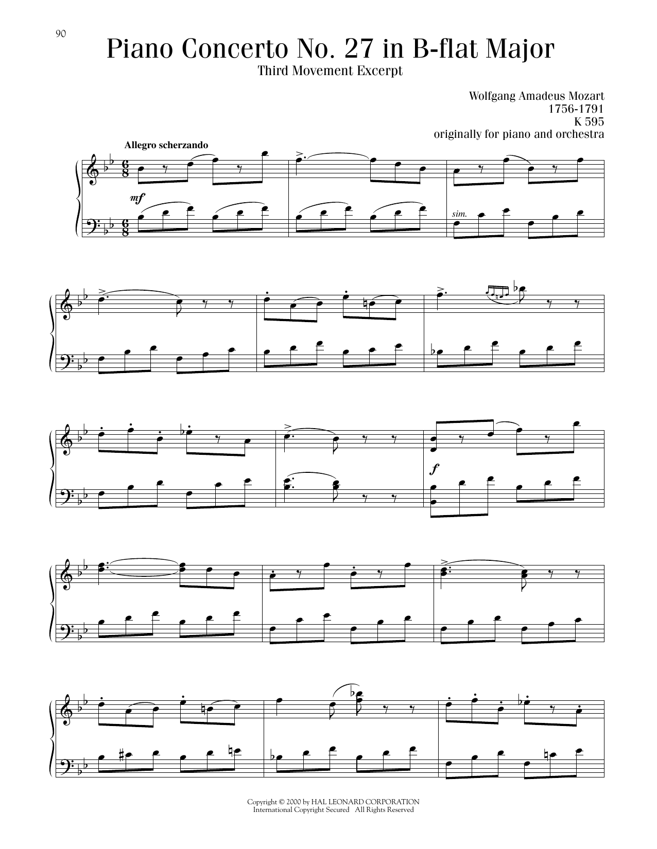 Produktbild zu: Piano Concerto No. 27, Third Movement Excerpt