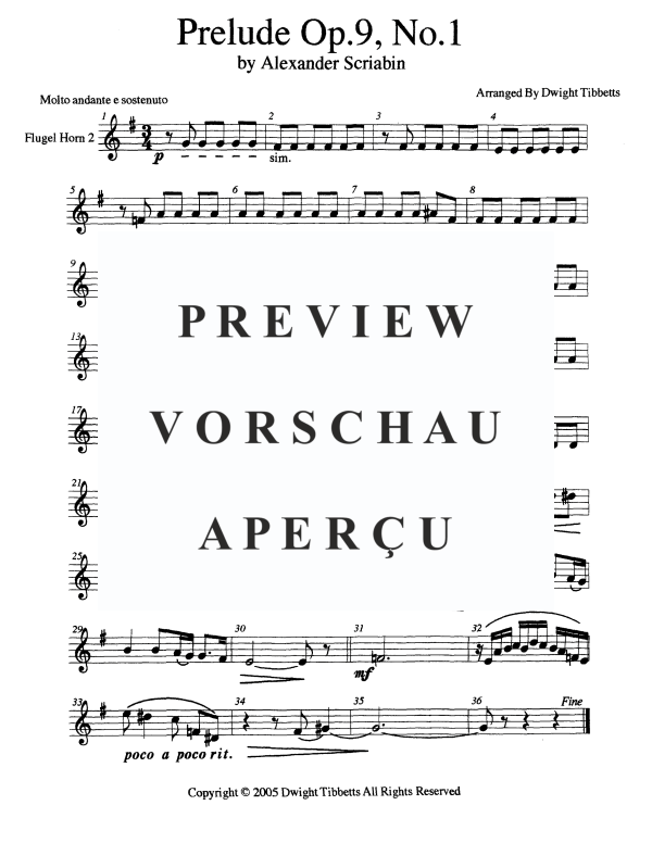Product gallery: Page 11 of 11 Prelude, Opus 9 No. 1, , Brass Quintet