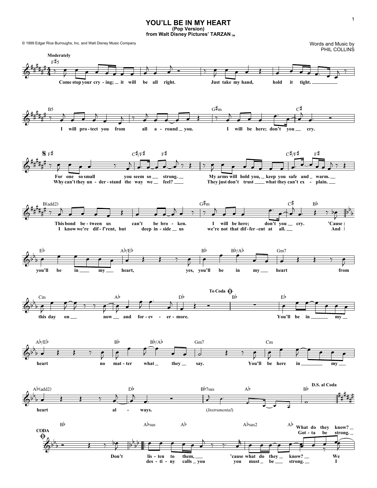 Produktbild zu: You'll Be In My Heart (Pop Version) (from Tarzan)