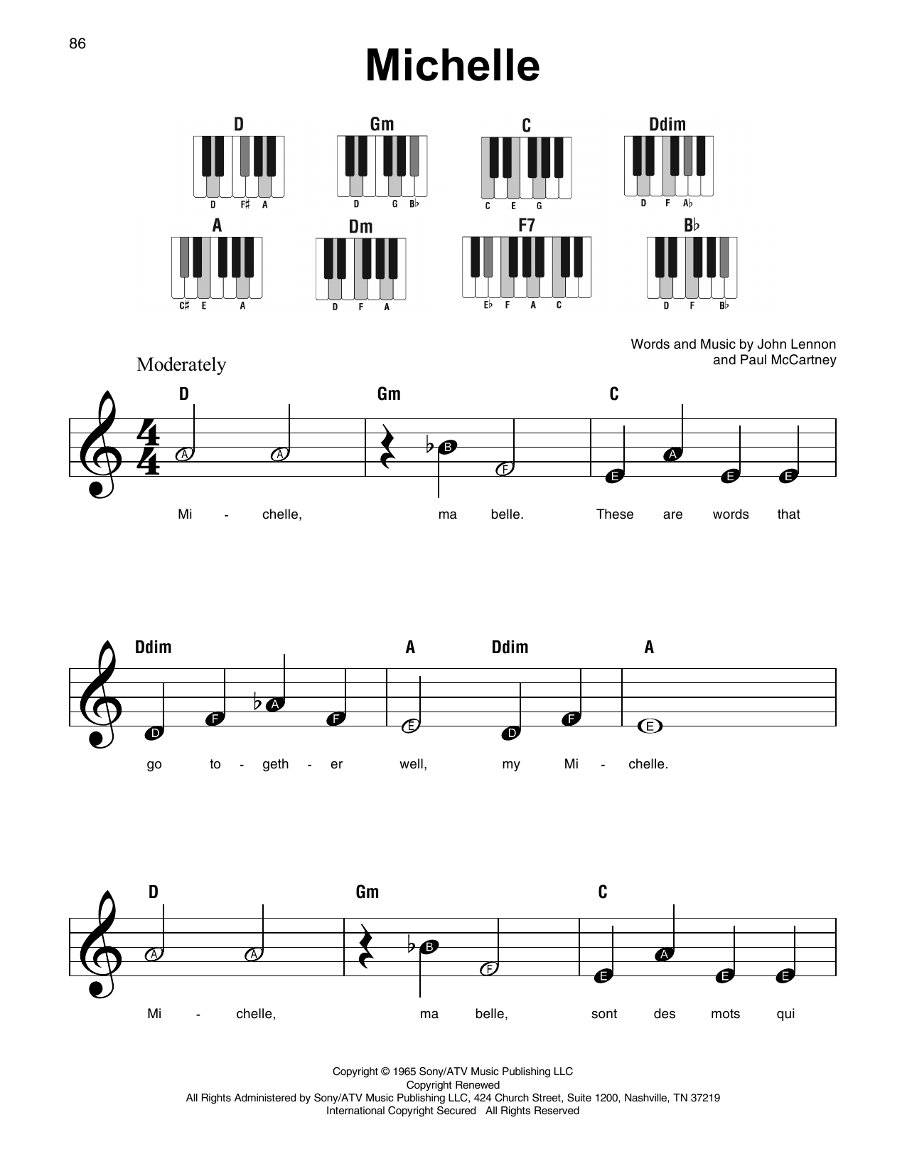 Produktgalerie: Seite 1 von 1 Michelle, The Beatles, Klavier