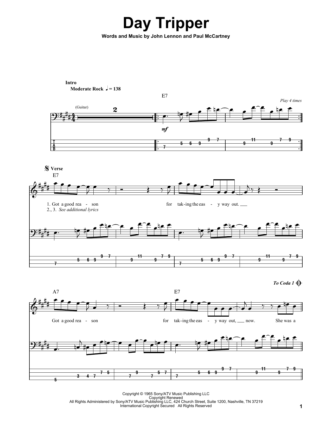 Produktgalerie: Seite 1 von 1 Day Tripper, The Beatles, E-Bass