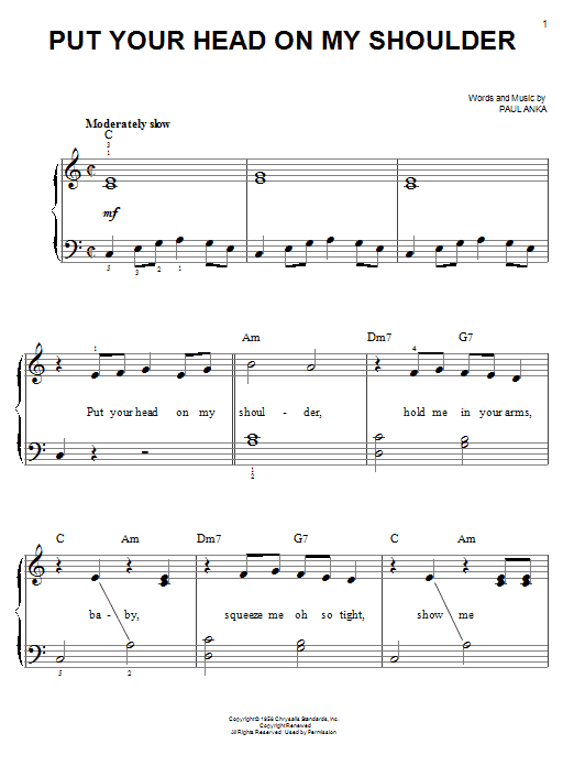 Produktgalerie: Seite 1 von 1 Put Your Head On My Shoulder, Paul Anka, Klavier