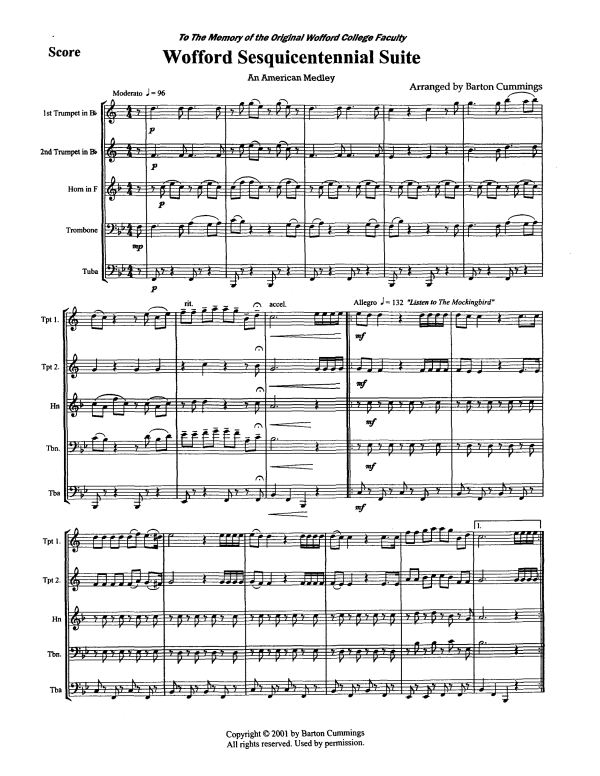 Produktgalerie: Seite 1 von 11 Wofford Sesquicentennial Suite, , Blechbläserquintett