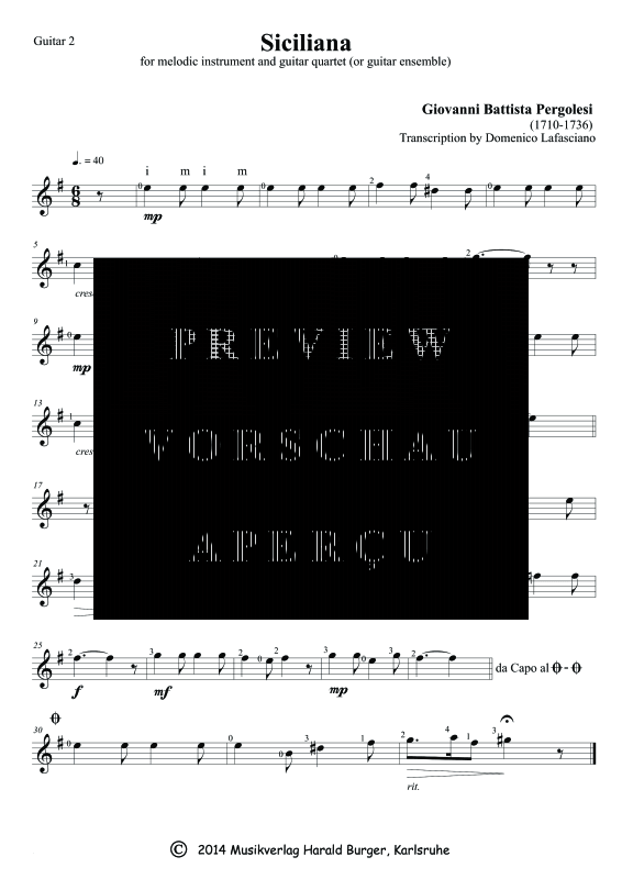 gallery: Siciliana, , Gitarren-Ensemble oder Melodieinstrument und Quartett Gitarre - Einzelstimmen