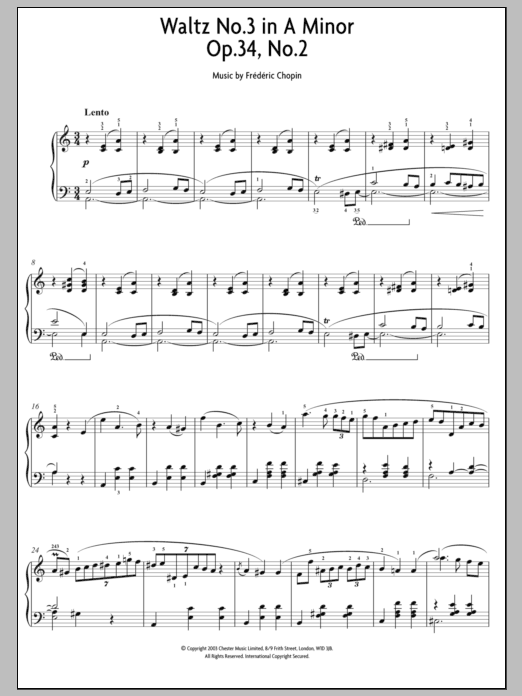Product gallery: Page 1 of 1 Waltz No. 3 In A Minor, Op. 34, No. 2, Frederic Chopin